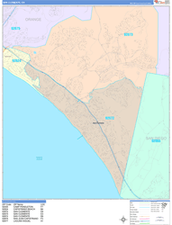 San Clemente Wall Map Color Cast Style 2024